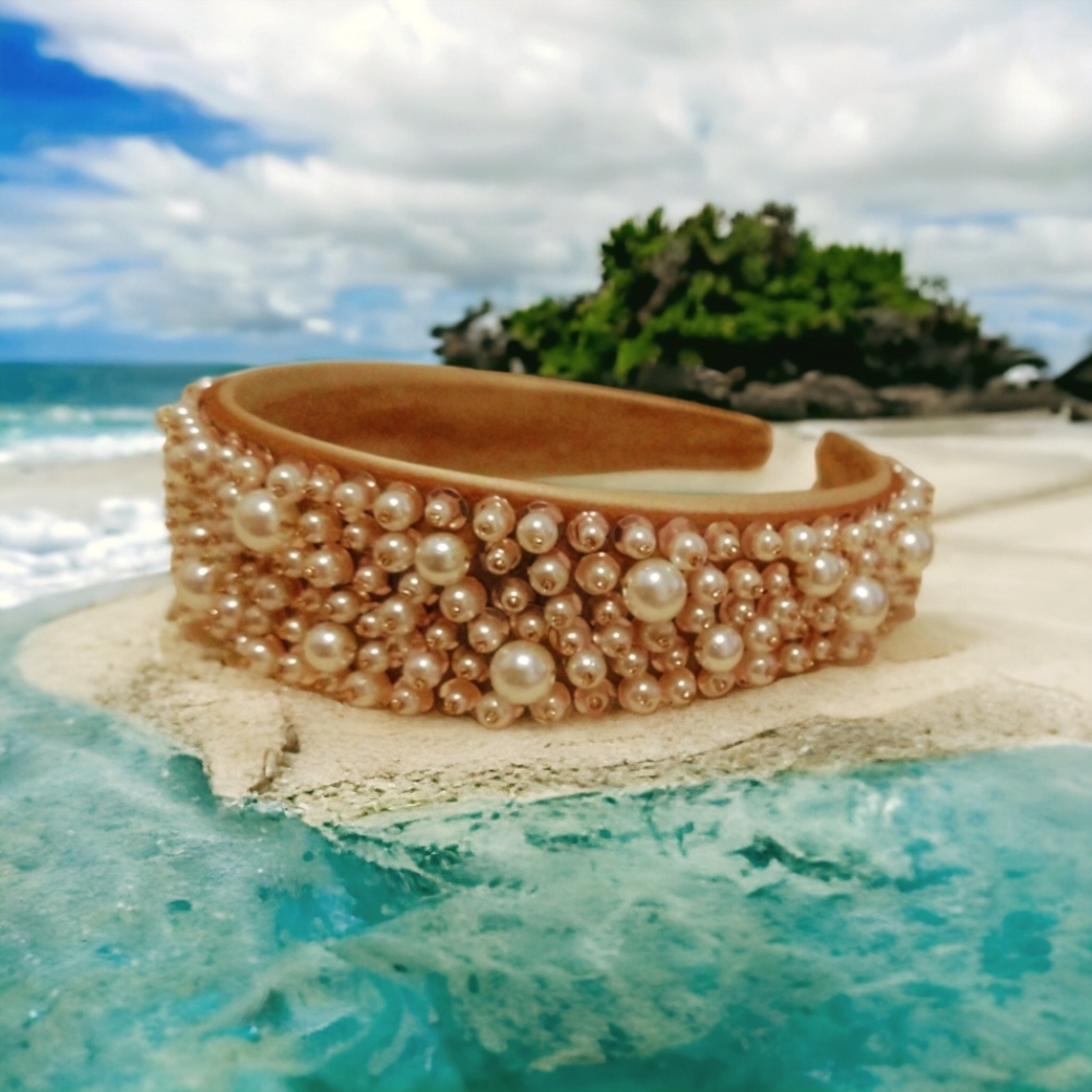 Beautiful Champaign Pearl Headbands, Set of Two